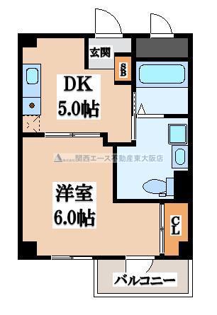 第8美和マンション(1DK/2階)の間取り写真