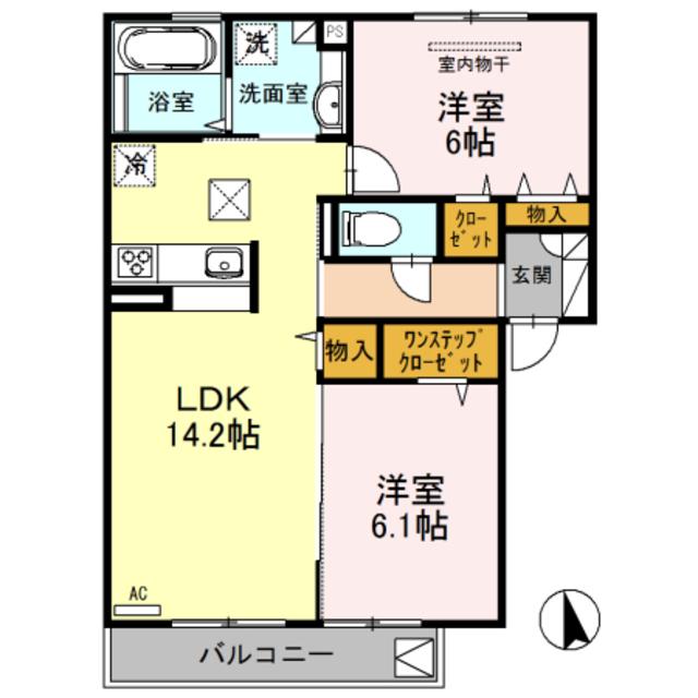 ノクターン深雪(2LDK/1階)の間取り写真