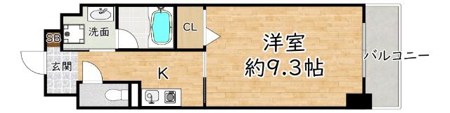 クレール十三(1K/8階)の間取り写真