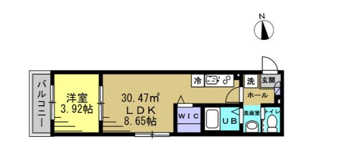 LEAF HILLS SHINMATSUDO(1LDK/1階)の間取り写真