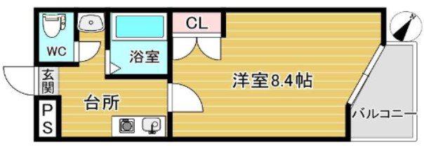 リリーフ薬院(1K/4階)の間取り写真