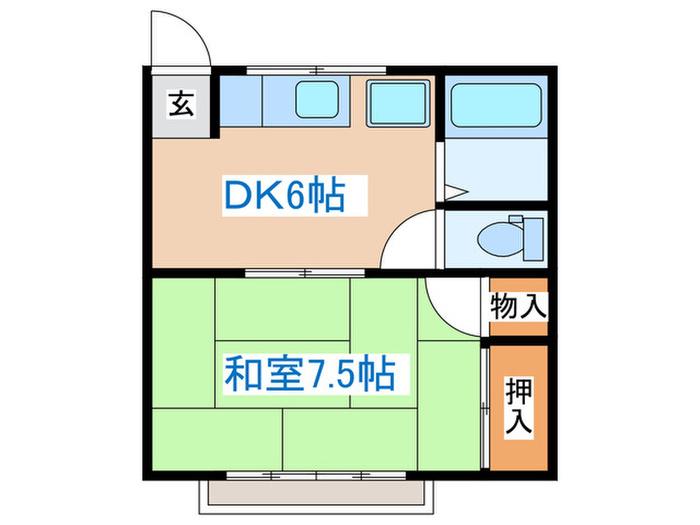 カーサ長命坂(1DK/2階)の間取り写真