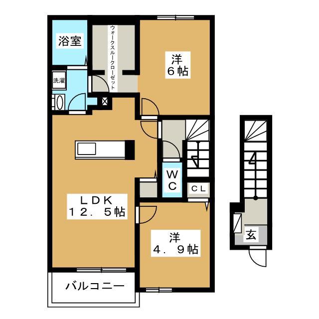 リオコリーナC(2LDK/2階)の間取り写真