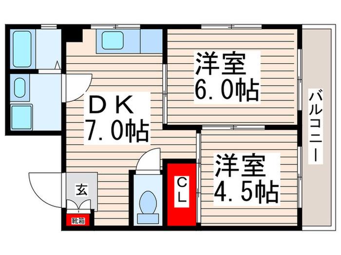 SUN CREST-Y(2DK/4階)の間取り写真