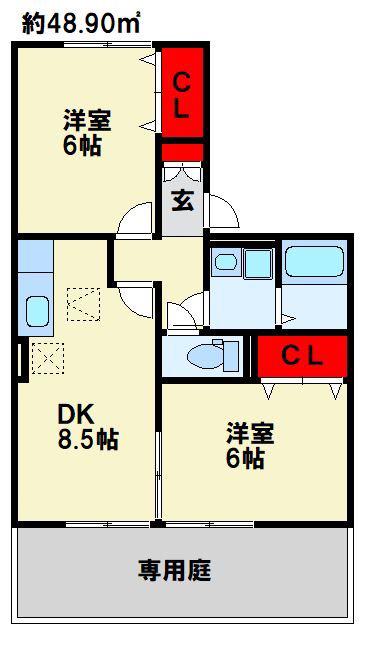 パストラル(2DK/1階)の間取り写真