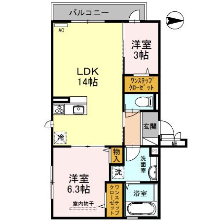 シャンペトル(2LDK/1階)の間取り写真
