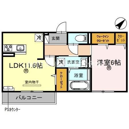 フロー リッシュ(1LDK/2階)の間取り写真
