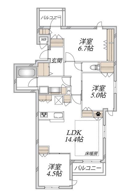 VIA DEL VENTOII(3LDK/2階)の間取り写真