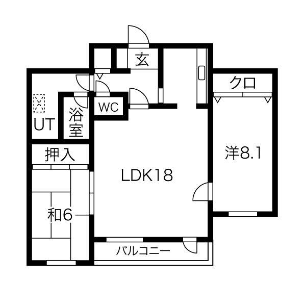 LEE SPACE篠路 A (2LDK/3階)の間取り写真