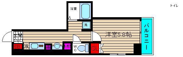 みおつくし東なんば(1K/2階)の間取り写真