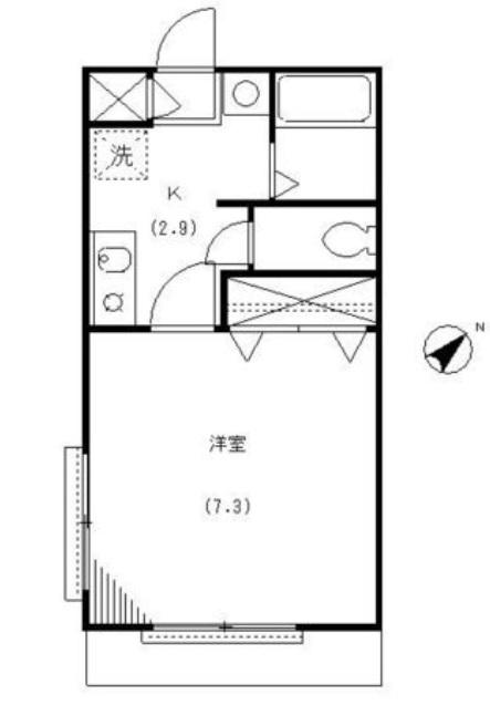 ハビタット石井(1K/1階)の間取り写真