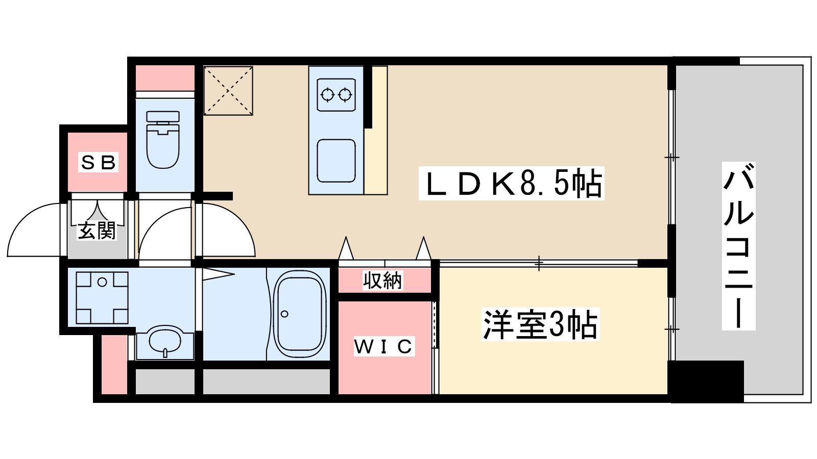 アーバンパーク御幣島(1LDK/8階)の間取り写真