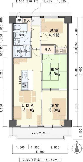 エクセレント岩沼(3LDK/1階)の間取り写真