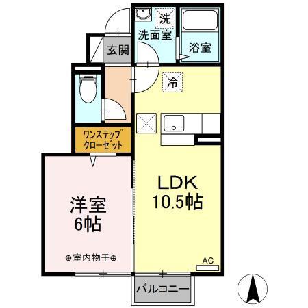 ユニティータウンC(1LDK/1階)の間取り写真