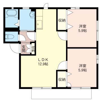 グリーンリーフI(2LDK/1階)の間取り写真