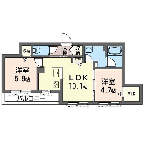 ラ・ヴィエルジュI(2LDK/3階)の間取り写真