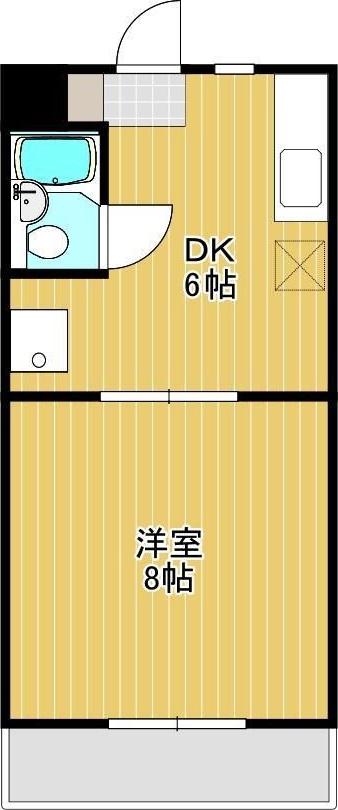 コスモII(1DK/2階)の間取り写真