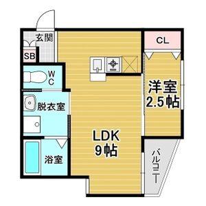 リアコート関大前II(1LDK/3階)の間取り写真