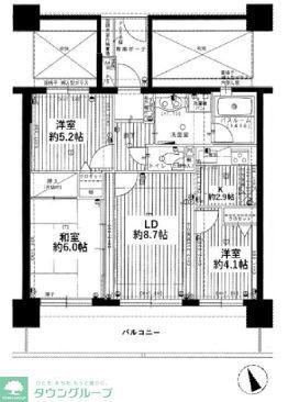 ライオンズステーションプラザ町田(3LDK/8階)の間取り写真