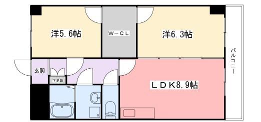 インタービレッジ野里(2SLDK/2階)の間取り写真