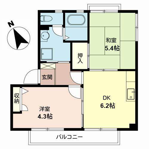 ハイツグランデス(2DK/2階)の間取り写真