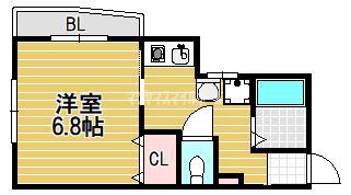 笑ハイツ(1K/1階)の間取り写真