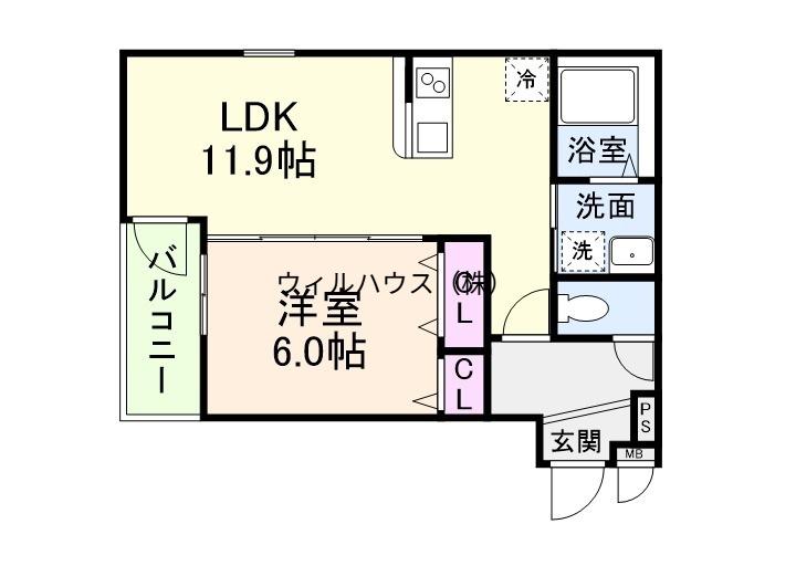 プライムメゾン・ルナ(1LDK/1階)の間取り写真