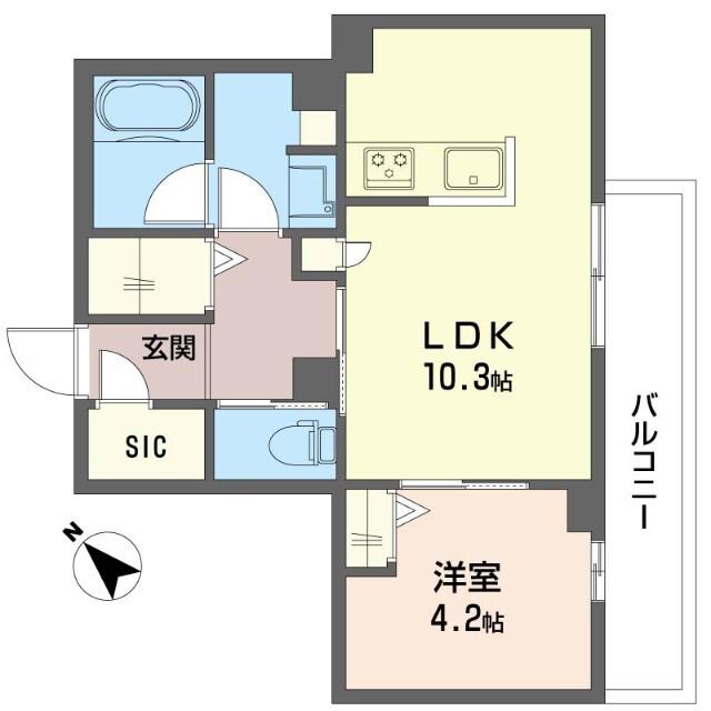 市原市八幡シャーメゾン(1LDK/1階)の間取り写真