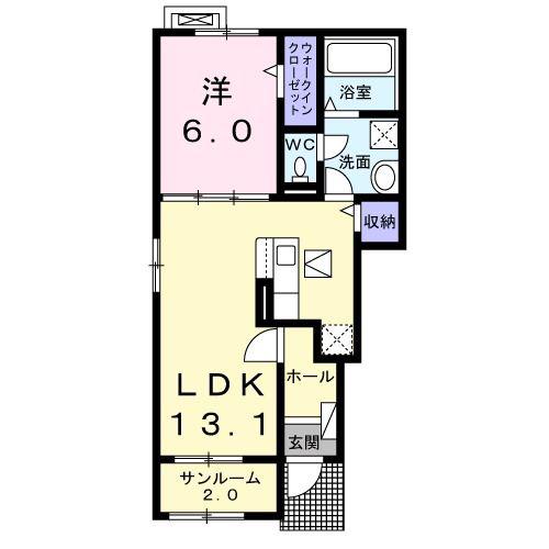 SPRING HILL B(1LDK/1階)の間取り写真