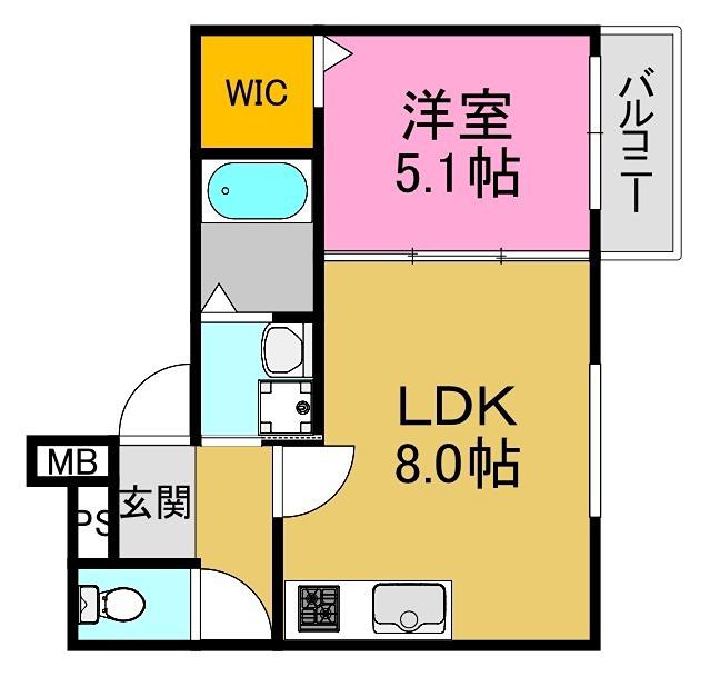 フジパレス中野公園北(1LDK/2階)の間取り写真