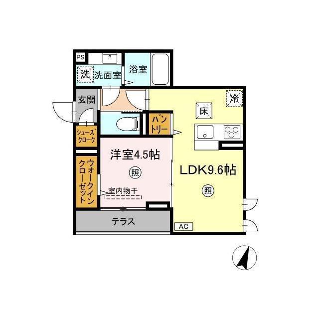 レーヴ・ウェル松代(1LDK/1階)の間取り写真