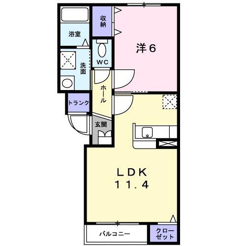 ブライトメゾンヤマヤ(1LDK/2階)の間取り写真