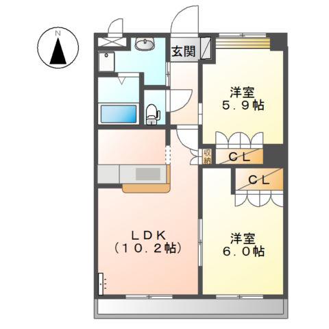 サンフォレスタ(2LDK/2階)の間取り写真