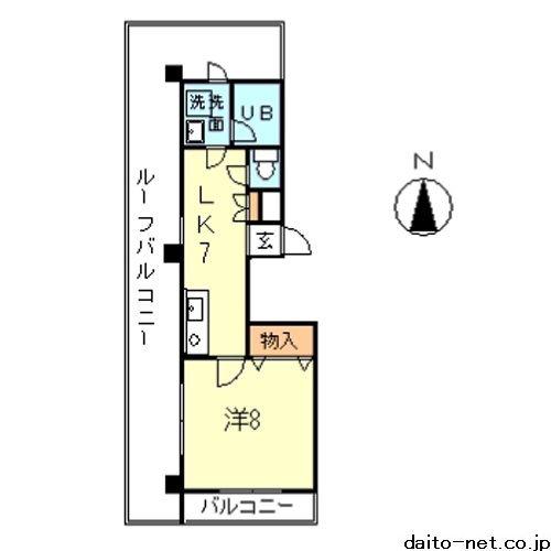 クリスタルコート(1LK/3階)の間取り写真