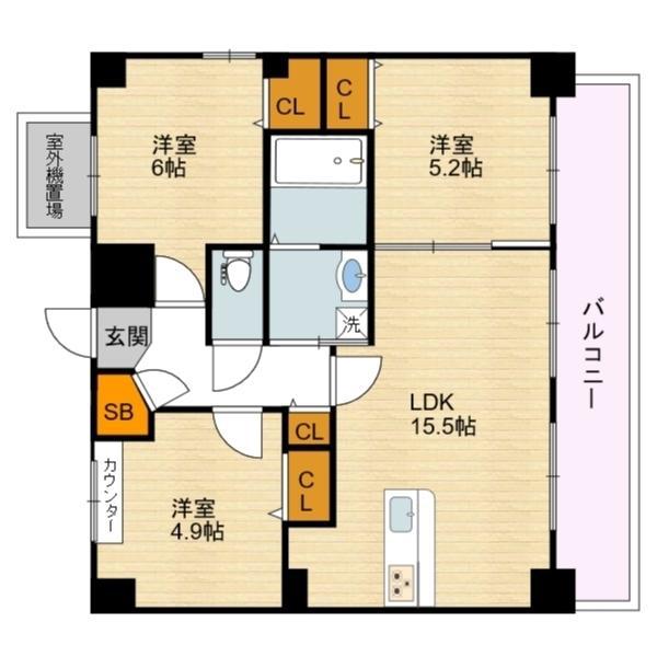 ZIOⅧ清水丘(3LDK/8階)の間取り写真