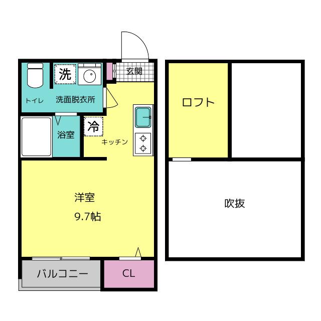 シュン駿(ワンルーム/2階)の間取り写真