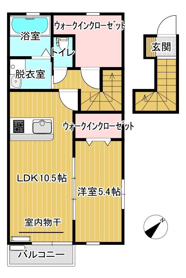 アジュール A(1SLDK/2階)の間取り写真