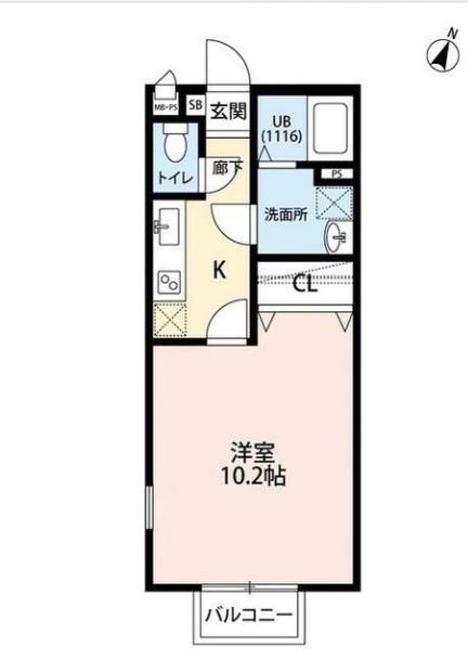 アムールVOYAGE(1K/1階)の間取り写真