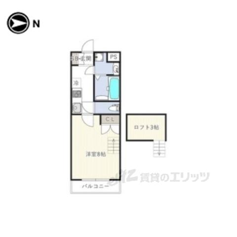 INOVE長瀬3(1K/1階)の間取り写真