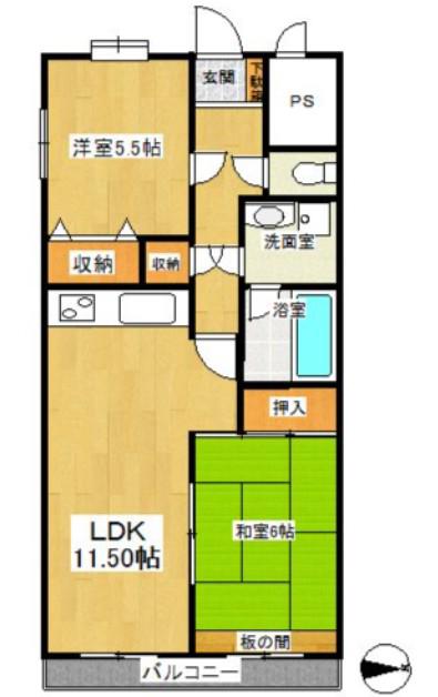 エクセル東戸塚(2LDK/2階)の間取り写真