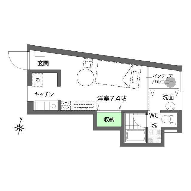 YS自由ヶ丘(ワンルーム/2階)の間取り写真
