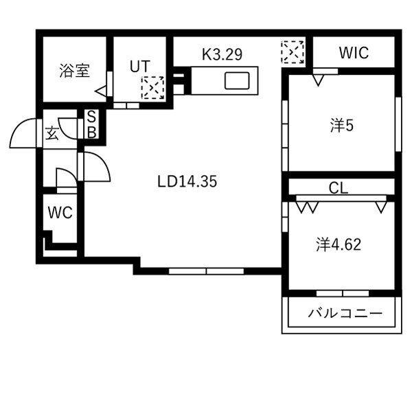 A-BIC厚別中央(2LDK/3階)の間取り写真