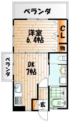 フェルト1113(1DK/10階)の間取り写真