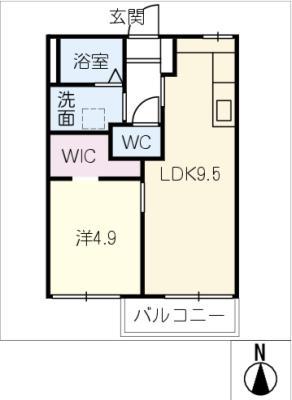 サンライズ百合ヶ丘C棟(1LDK/2階)の間取り写真