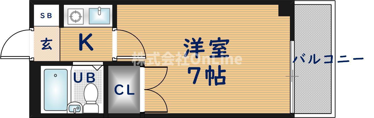 ハイツ津田(1K/4階)の間取り写真