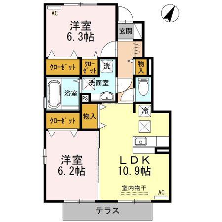 メゾン・マルテ A棟(2LDK/1階)の間取り写真