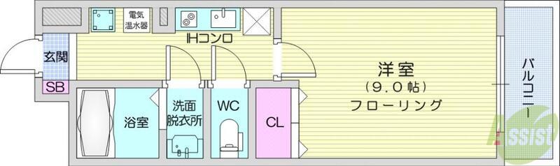 グレイスハイツ新寺(1K/4階)の間取り写真