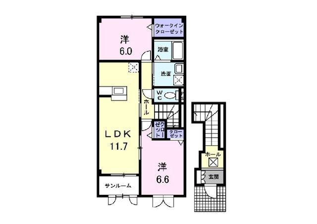 布智ハイツ B(2LDK/2階)の間取り写真