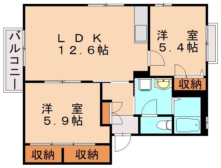セブンオーシャン(2LDK/2階)の間取り写真