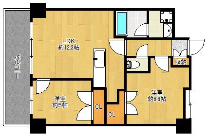 レクシア鶴見(1DK/2階)の間取り写真